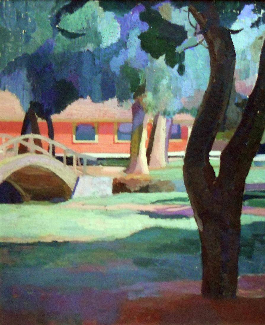 Paisaje del Parque Rodó, c.1926. Carmelo Rivello (1901-1944). Óleo sobre tela.  100 x 80 cm. Nº inv. 3611.