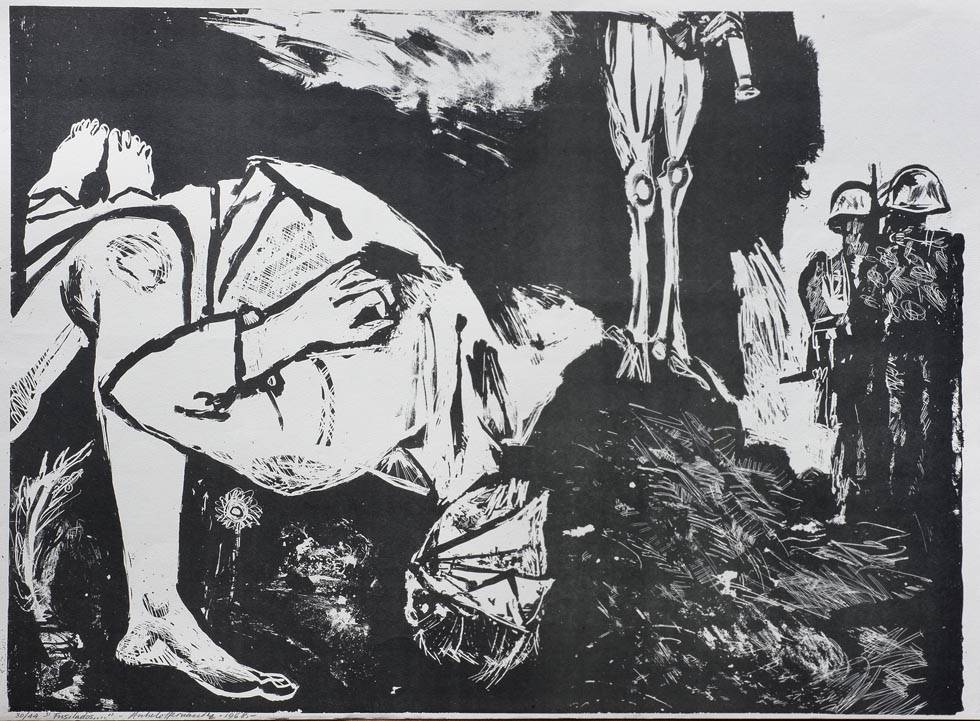 Fusilados, 1968. Anhelo Hernández (1922-2010). Litografía.  43,5 x 59 cm. Nº inv. 3631.