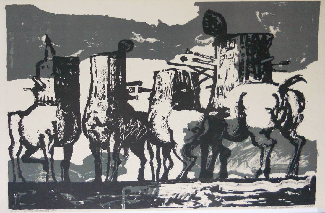Conciliábulo monstruoso, 1968. Anhelo Hernández (1922-2010). Litografía.  43 x 59,5 cm. Nº inv. 3633.