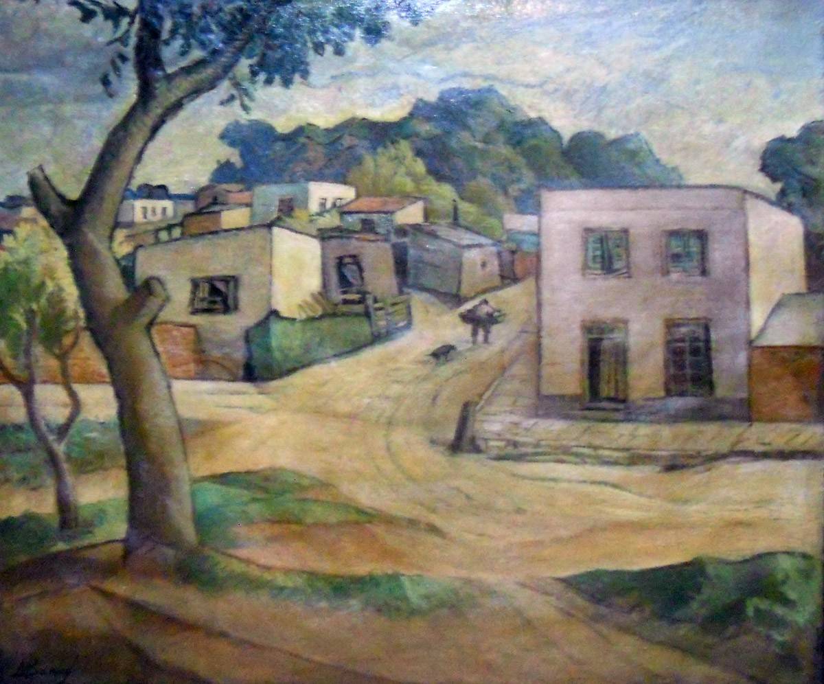 Paisaje de pueblo. Miguel Benzo (1879-1966). Óleo sobre tela.  80 x 90 cm. Nº inv. 3874.