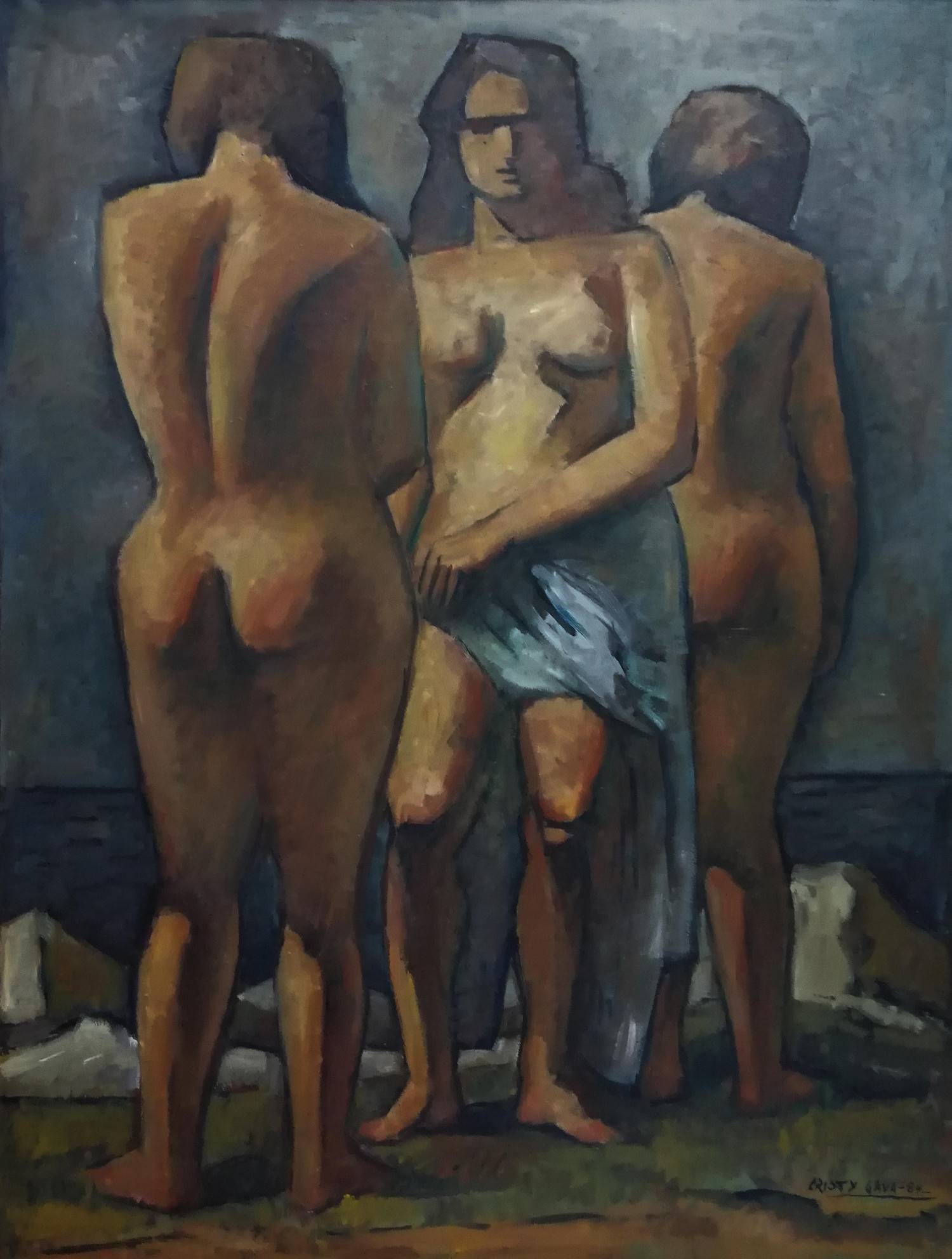Bañistas, 1984. Cristy Gava (1916-1985). Óleo sobre tela.  98 x 72 cm. Nº inv. 3937.