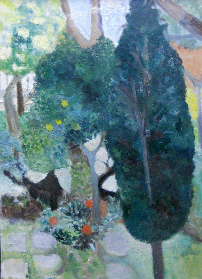 Jardín. Gilles de La Tourette. Óleo sobre madera.  75 x 49 cm. Nº inv. 4011.