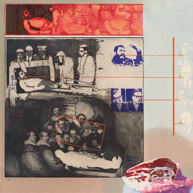 La muerte del Che , 1976. Herman Braun Vega (1933-2019). Fotograbado y serigrafía.  72 x 72 cm. Nº inv. 4018.
