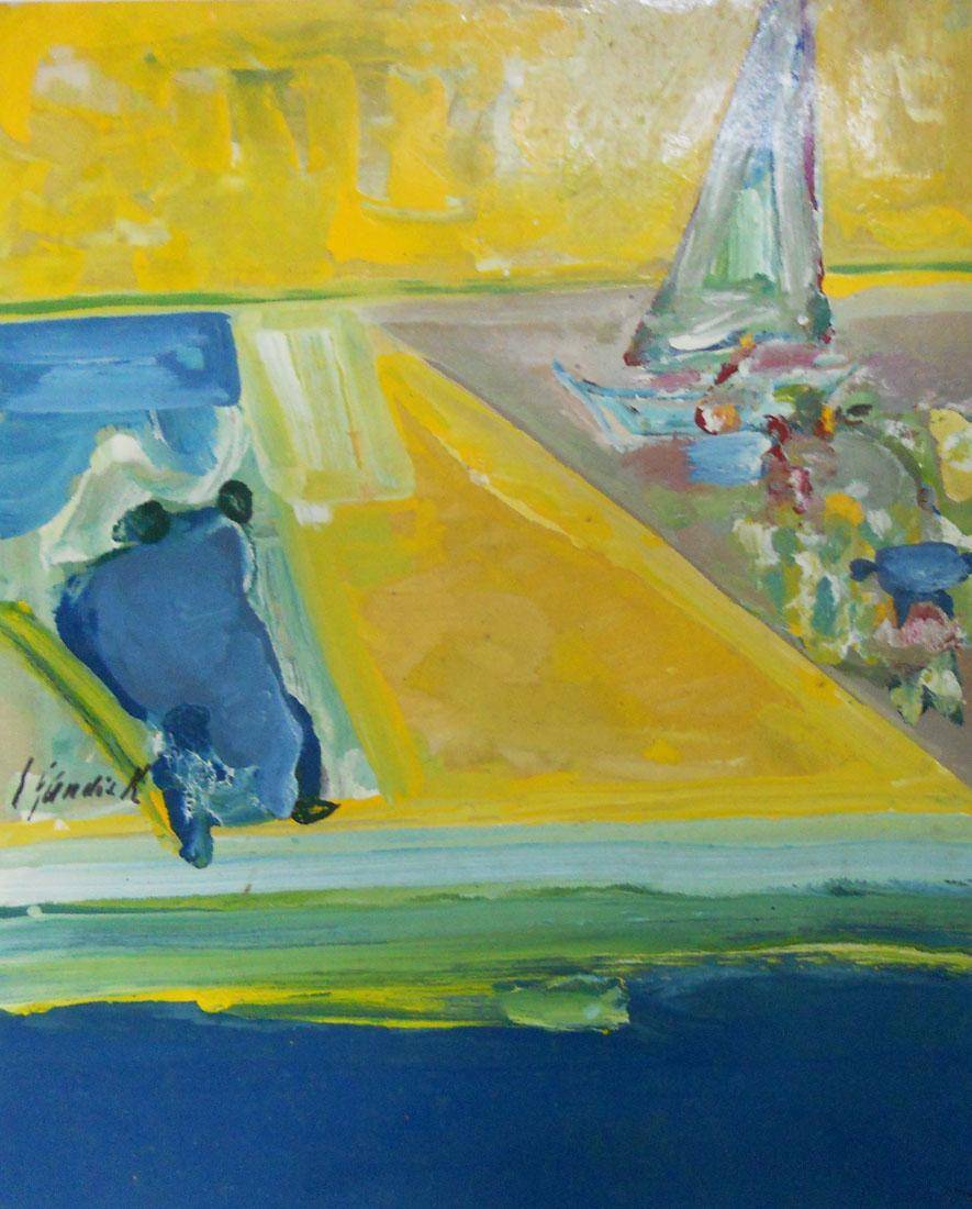 Paisaje. Eduardo Gandós (1921-1986). Técnica mixta - Pintura.  65,2 x 50 cm. Nº inv. 4026.