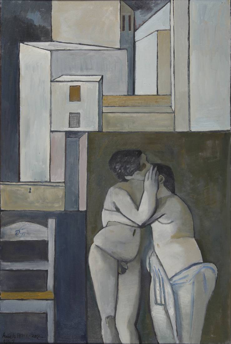 Eros y Psique, 1985. Anhelo Hernández (1922-2010). Óleo sobre tela.  120 x 80 cm. Nº inv. 4039.