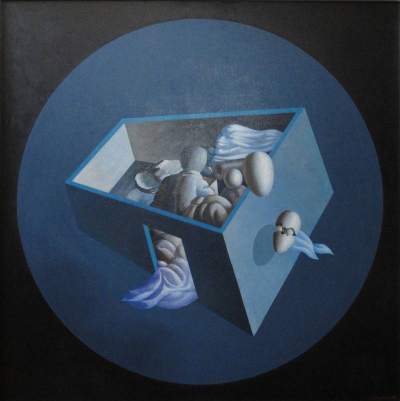 La nave azul, 1983. Jorge Damiani (1931-2017). Acrílico sobre tela.  100 x 100 cm. Nº inv. 4043.
