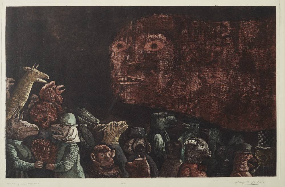 Un día y una historia, 1972. Luis A. Solari (1918-1993). Aguafuerte y aguatinta.  43 x 69 cm. Nº inv. 4052.