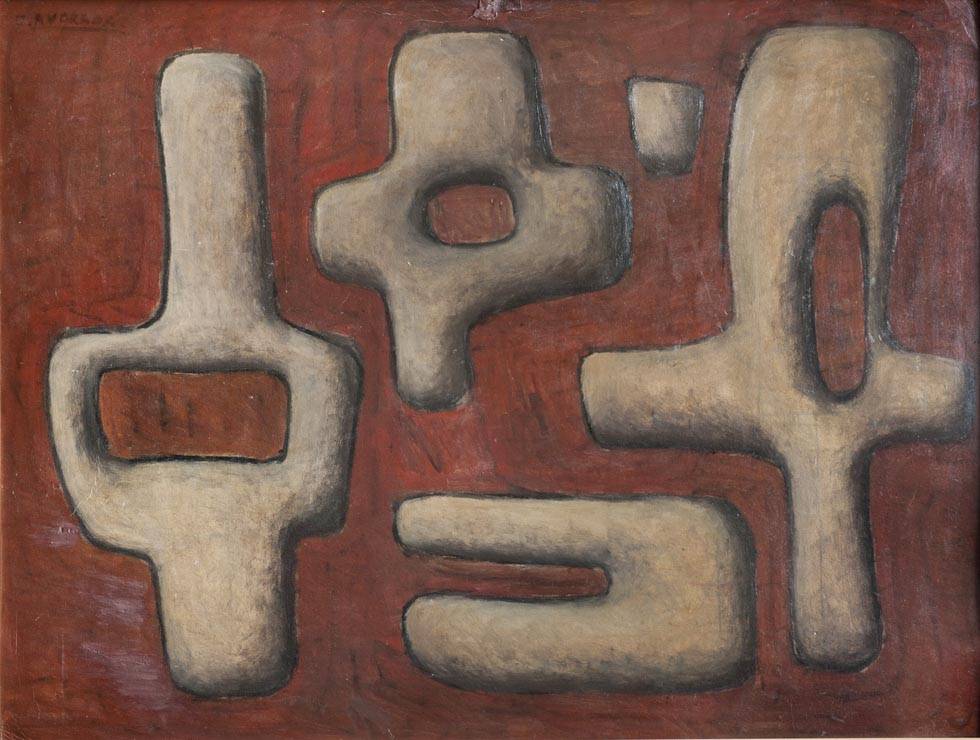 Composición de formas, 1957. Elsa Andrada (1920-2010). Óleo sobre cartón.  84 x 102 cm. Nº inv. 4062.