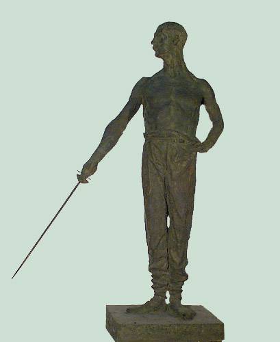 El esgrimista. Juan Manuel Ferrari (1874-1916). Yeso patinado.  76,5 x 53 x 21 cm. Nº inv. 4102.