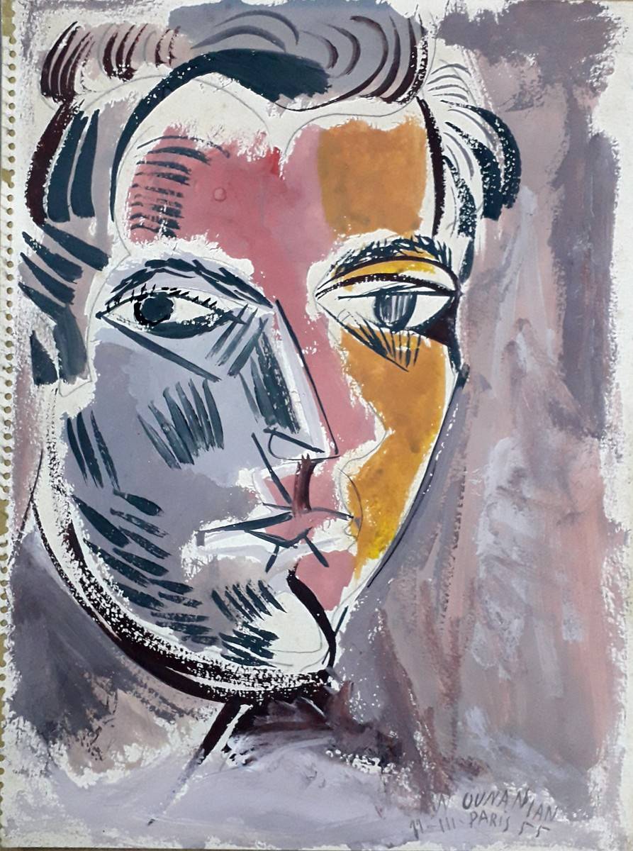 Autorretrato, 1955. Nerses Ounanian (1924-1957). Témpera.  31 x 22,5 cm. Nº inv. 4136.