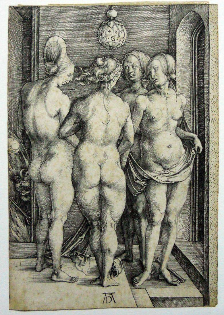 Cuatro mujeres desnudas, 1497. Albrecht Dürer (1471-1528). Grabado.  19 x 13,1 cm. Nº inv. 443.