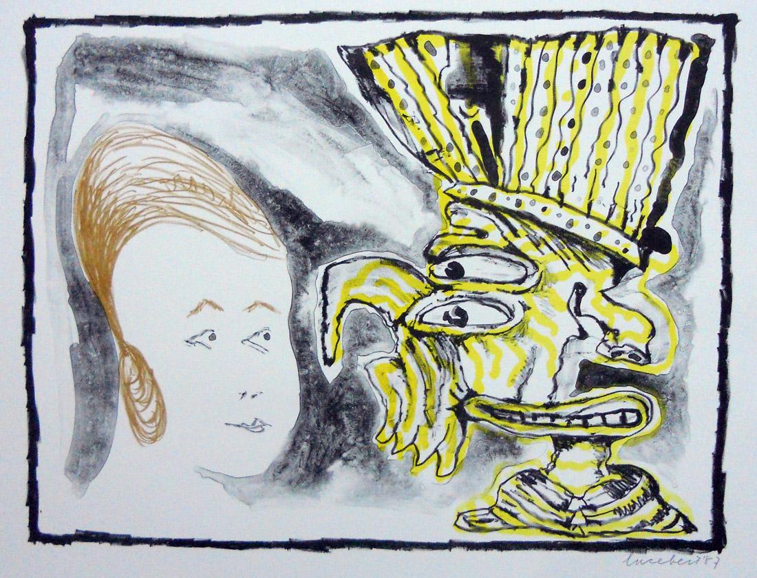 Serie de monstruos y muchachas, 1987. Lucebert (1924-1994). Litografía.  32 x 43 cm. Nº inv. 4434.