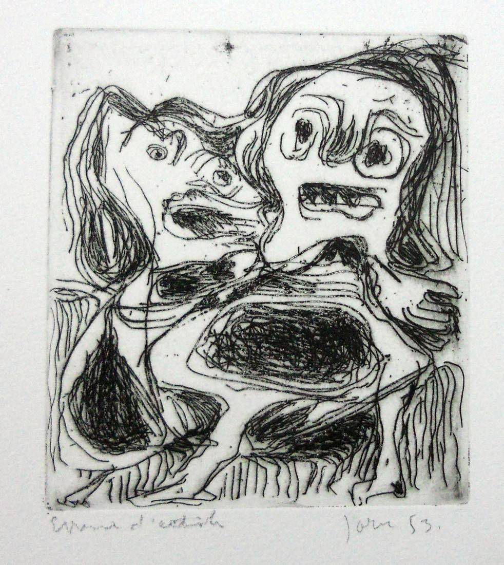 Resistance masculine, 1953. Asger Jorn (1914-1973). Aguafuerte.  13 x 11,5 cm. Nº inv. 4451.