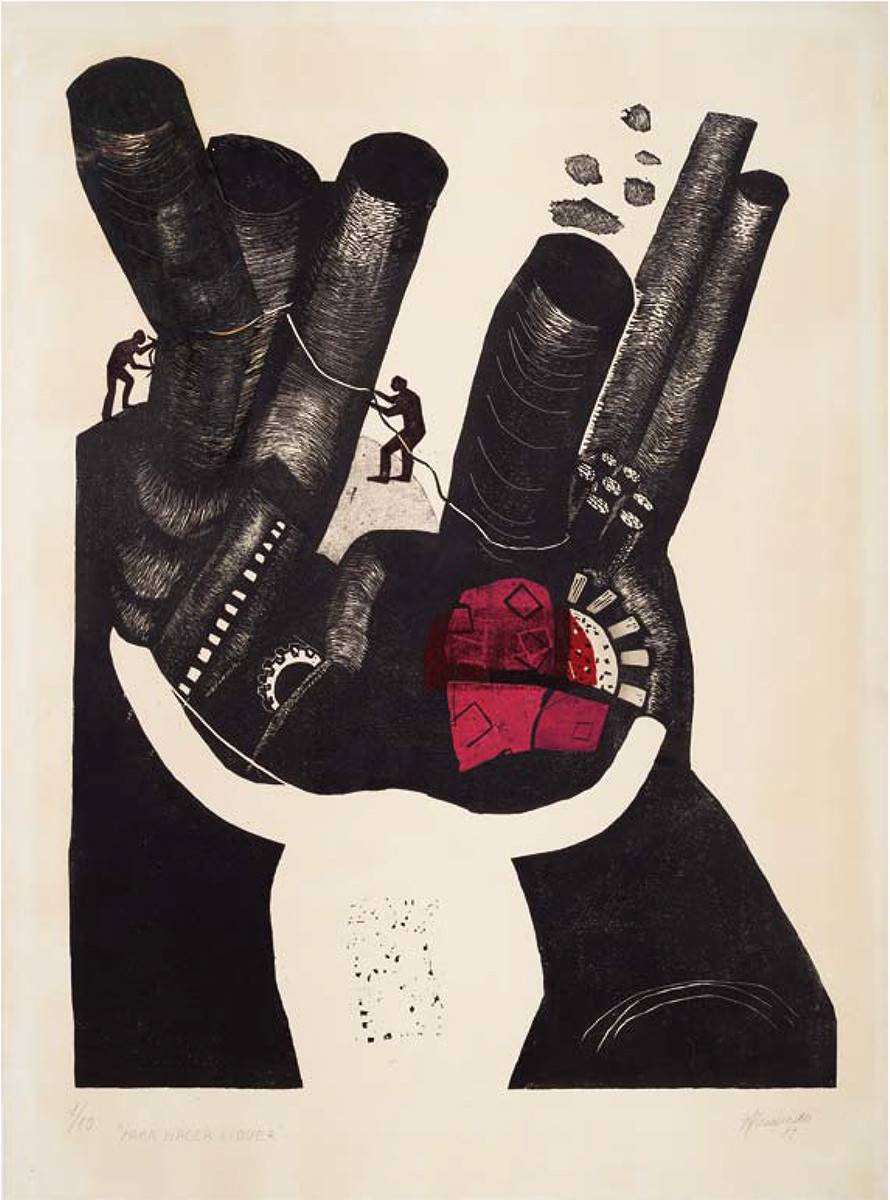 Para hacer llover, 1989. Gladys Afamado de Sans (1925). Linóleo.  91,5 x 65 cm. Nº inv. 4831.