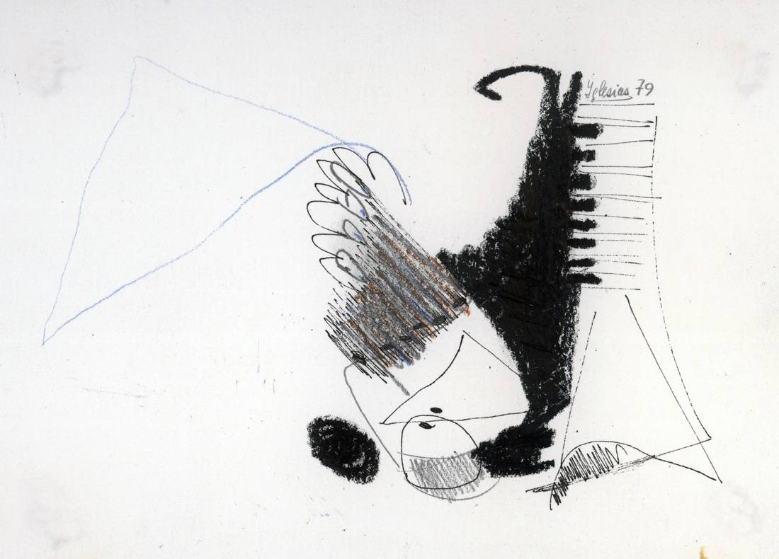 Sin título, 1979. Juan Carlos Iglesias (1945). Crayola sobre papel.  17,8 x 13 x  cm. Nº inv. 4906.
