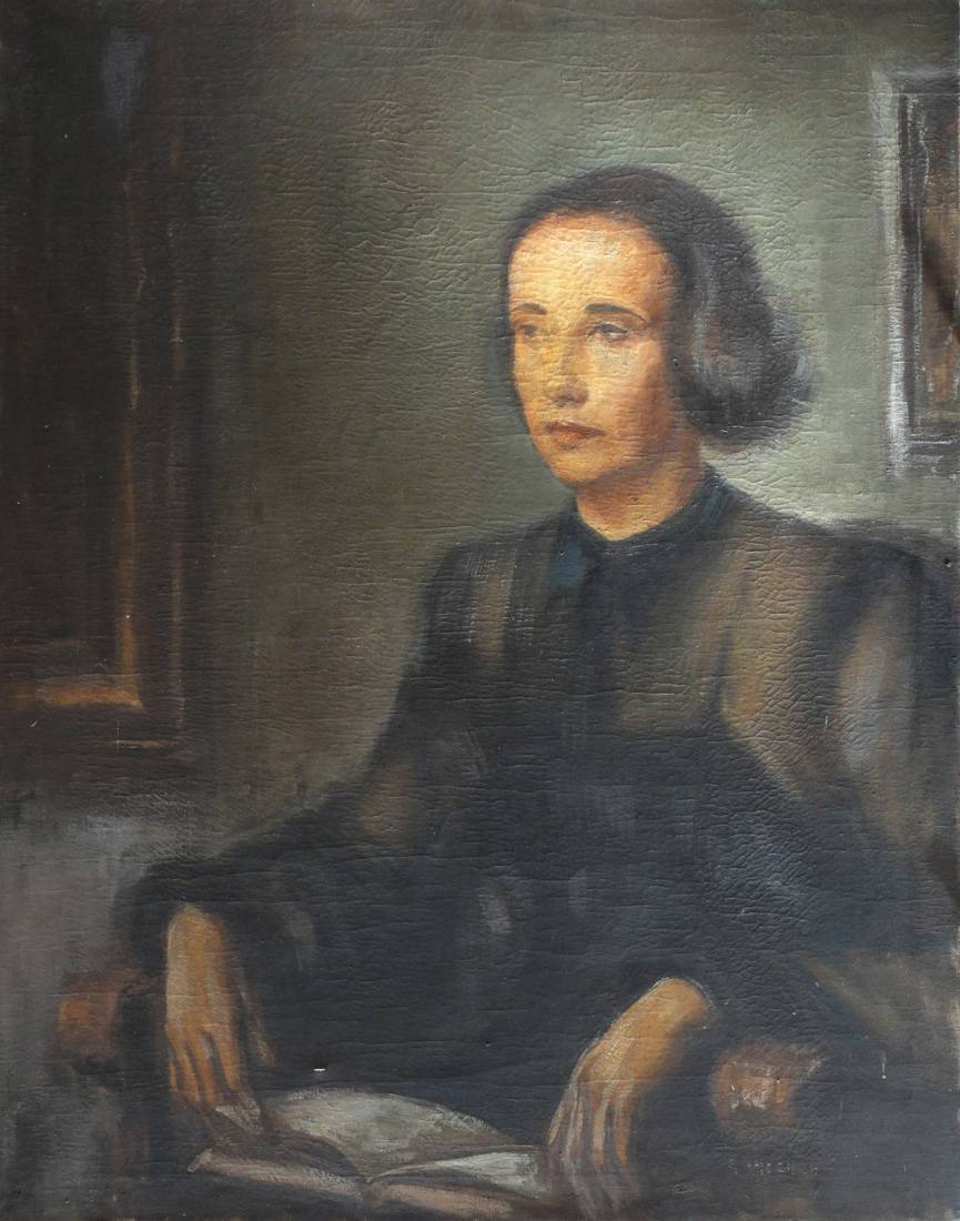 Retrato de Laura Vázquez. Eduardo Amézaga (1911-1977). Óleo sobre tela.  108,3 x 85,5 x  cm. Nº inv. 4910.