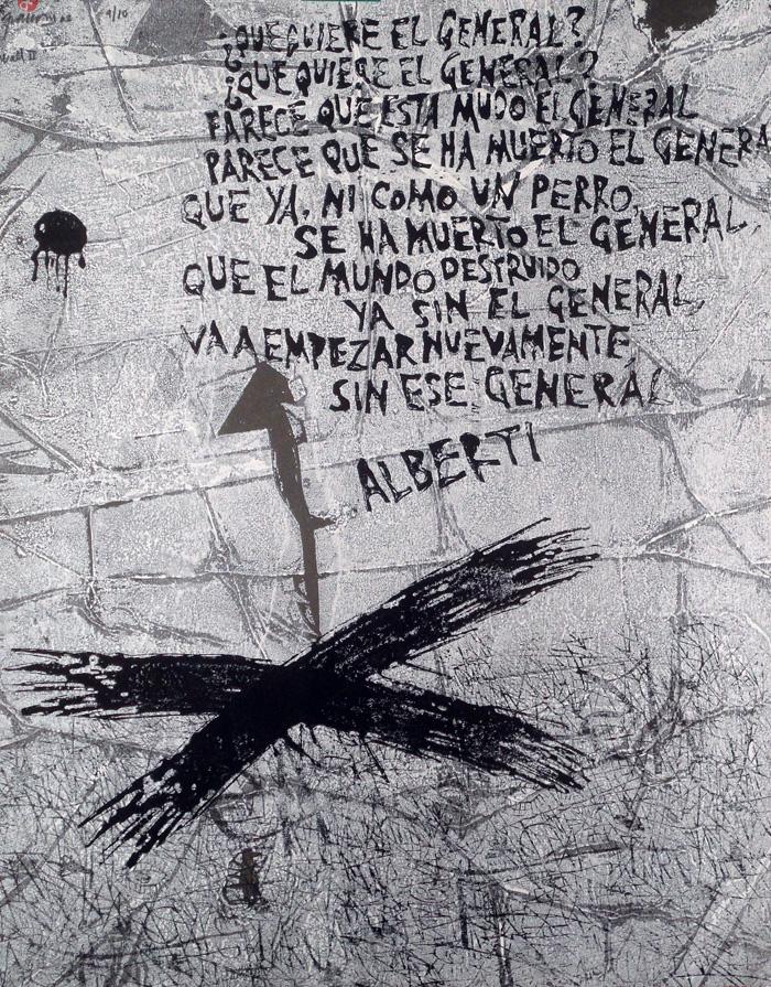 WALL II - Alberti, 1962. Antonio Frasconi (1919-2013). Grabado.  60 x 76 cm. Nº inv. 4932.