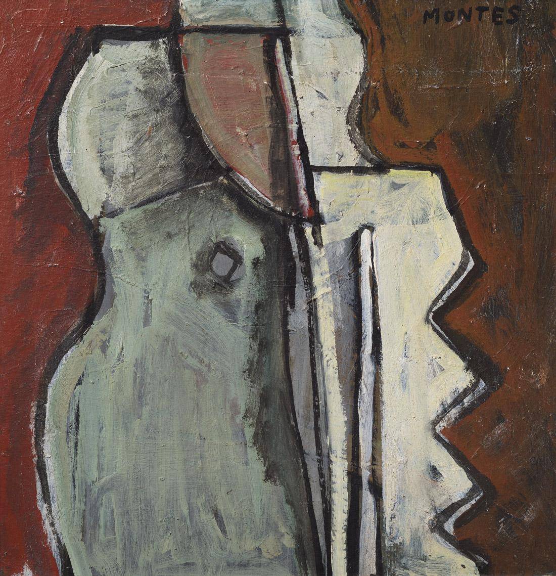 Guitarra. José L. Montes Lenguas (1929-2001). Óleo sobre cartón.  30 x 35 cm. Nº inv. 4959.