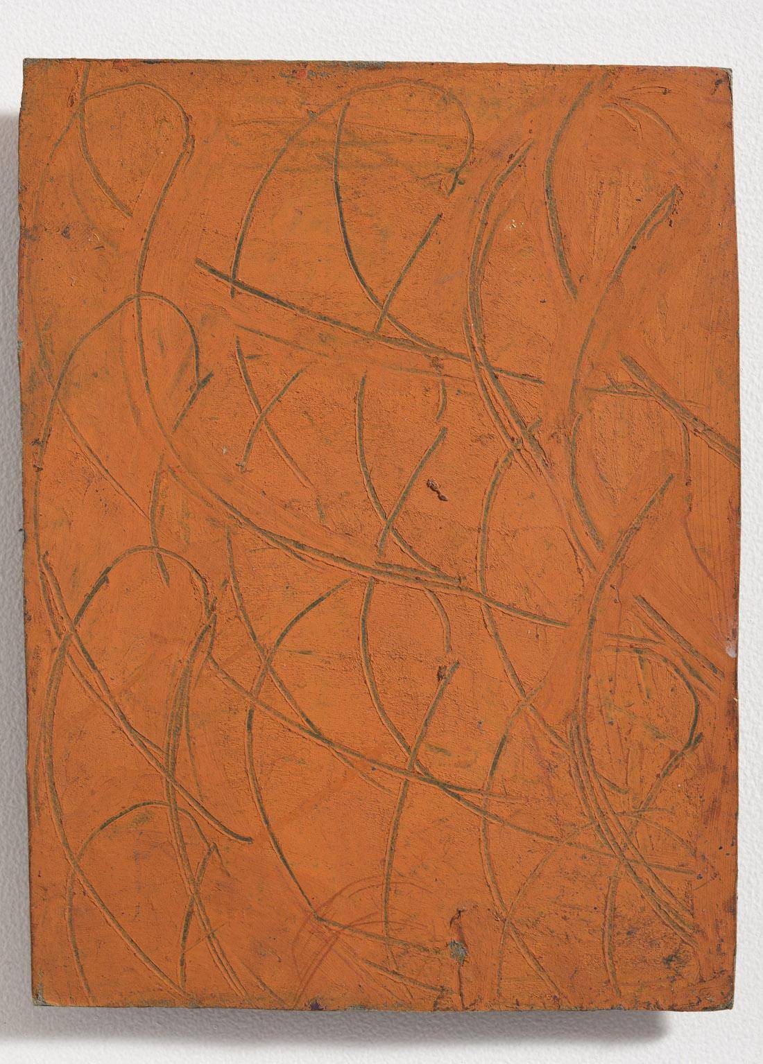 Ceibo en fondo naranja, 1985. Américo Spósito (1924-2005). Óleo sobre cartón.  23,5 x 18 cm. Nº inv. 4974.