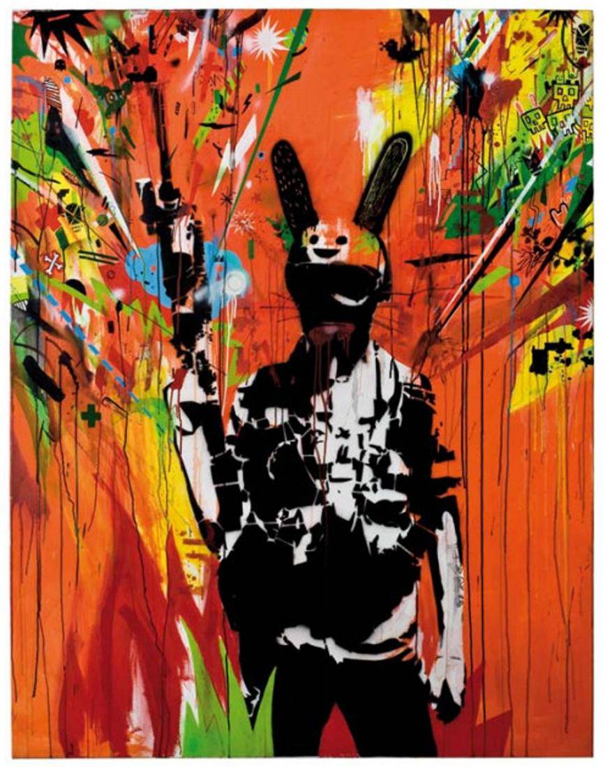 Mercenario TWRG (The White Rabbitt), 2009. Santiago Velazco (1976). Acrílico.  200 x 155 cm. Nº inv. 4981.