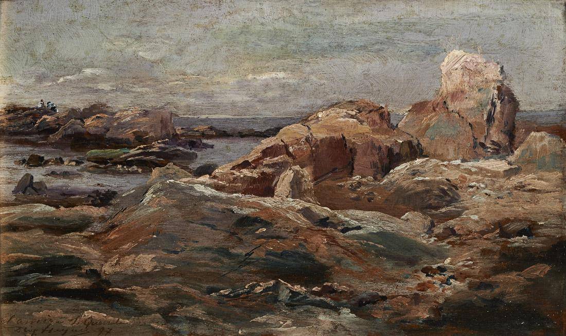 Mar y Rocas, 1897. Diógenes Hequet (1866-1902). Óleo sobre tabla.  14 x 22 cm. Nº inv. 5110.