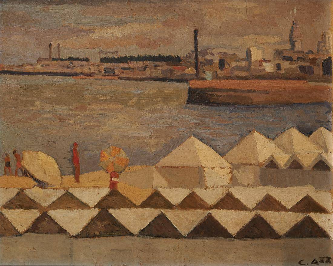 Playa Ramírez, 1932. Carmelo de Arzadun (1888-1968). Óleo sobre tela.  33 x 43 cm. Nº inv. 5112.