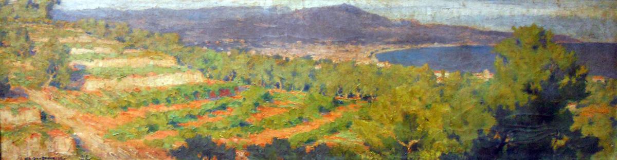 Puesta de sol. Charles Martin Sauvaigo (1881-1970). Óleo sobre tela.  27 x 100 cm. Nº inv. 514.