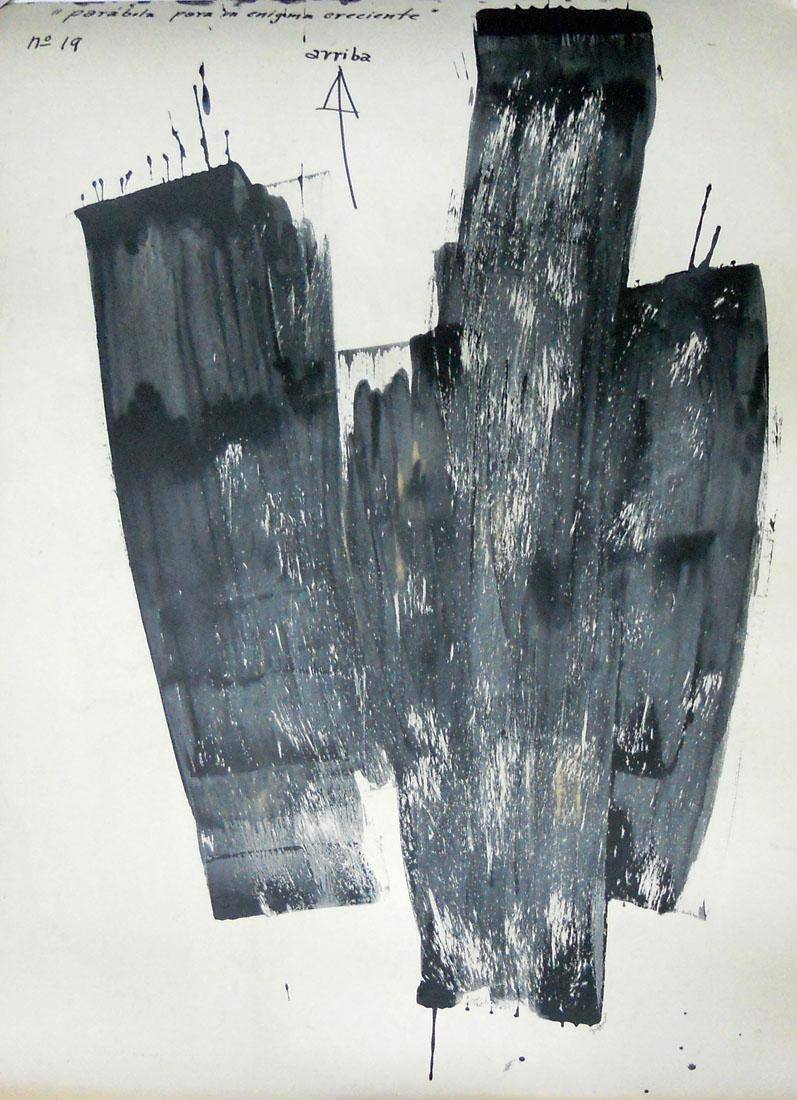 Nº 19 Parábola para una imagen creciente  , 60-70. Raúl Zaffaroni (1917-2017). Tinta sobre papel.  81 x 117 cm. Nº inv. 5200.