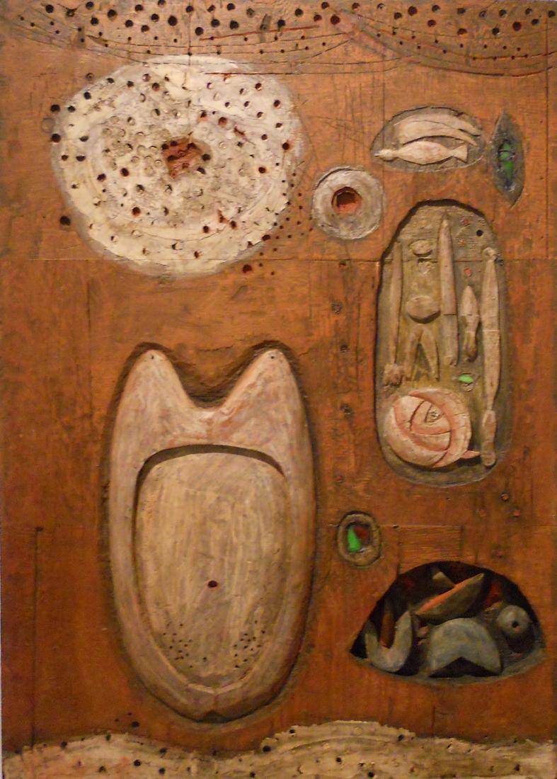 Fertilidad, 1964. Julio Alpuy (1919-2009). Óleo sobre madera incisa.  136 x 90,6 cm. Nº inv. 5227.