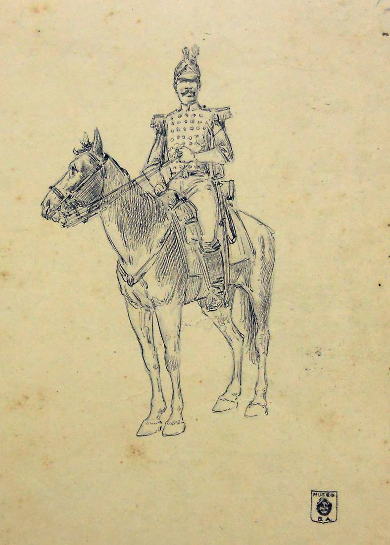 Tipo militar. Diógenes Hequet (1866-1902). Tinta sobre papel.  20 x 14 cm. Nº inv. 544.