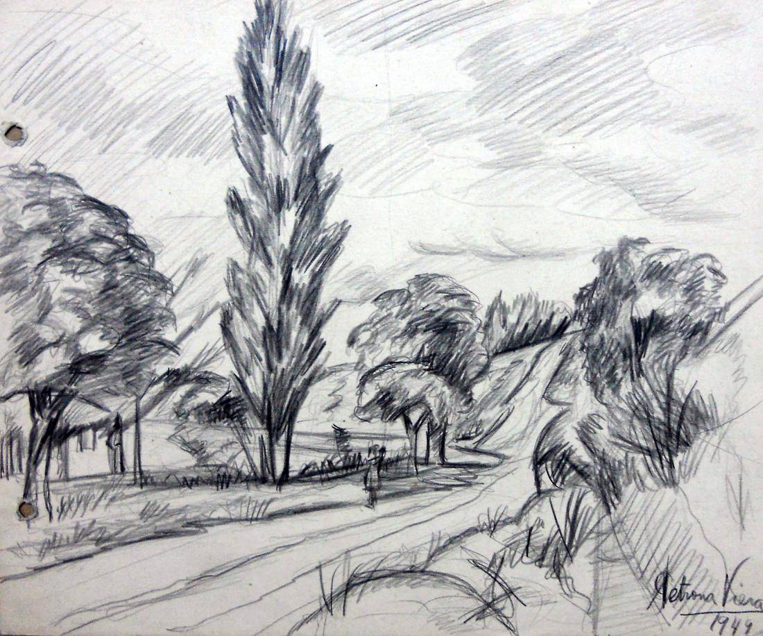Calle, árboles y campo, 1949/02