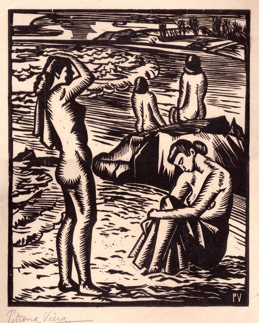 Desnudo, roca y mar, 1947. Petrona Viera (1895-1960). Xilografía.  26,5 x 21,5 cm. Nº inv. 5618.