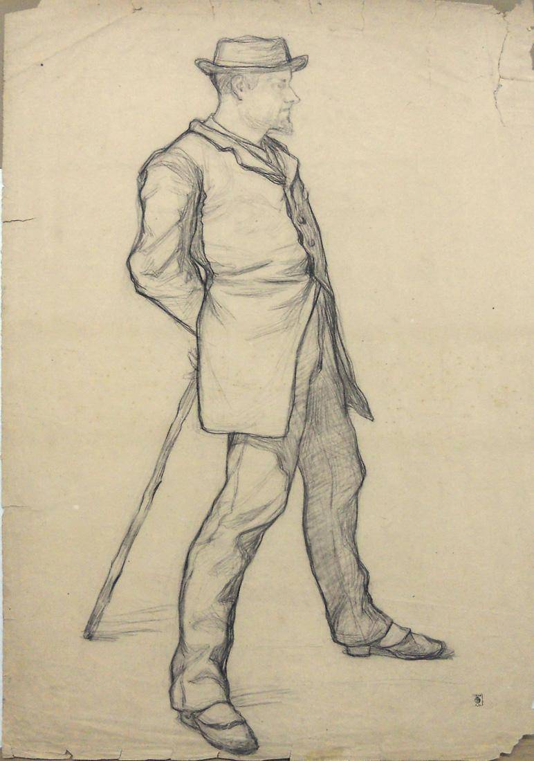 Estudio. Diógenes Hequet (1866-1902). Dibujo a lápiz.  65 x 43 cm. Nº inv. 576.