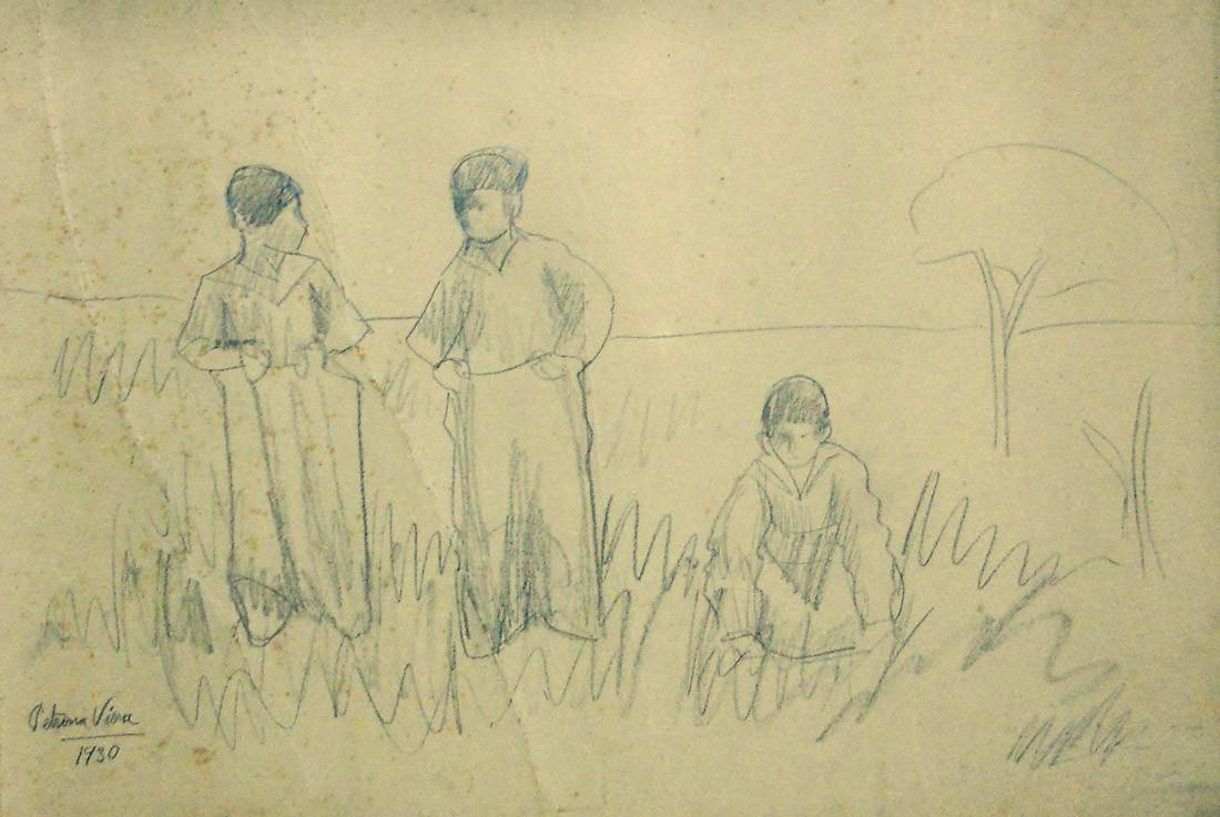 Sin título (3 niños jugando en el campo), 1930
