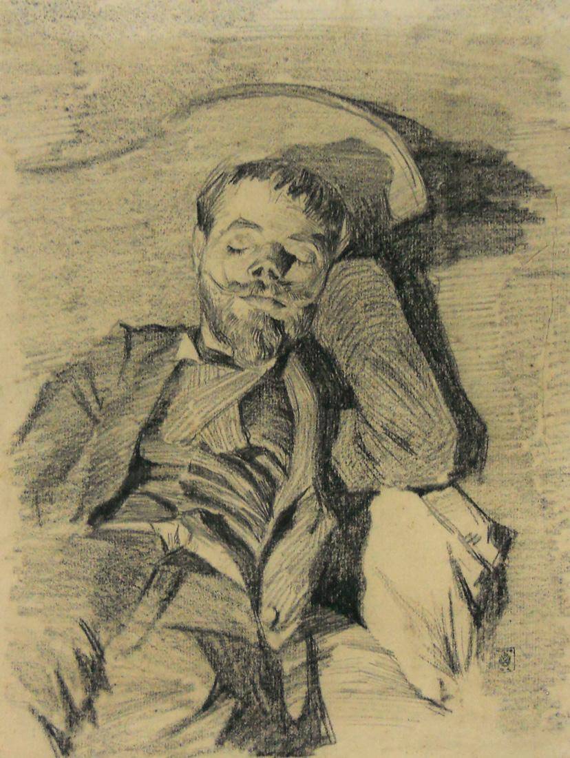 Estudio. Diógenes Hequet (1866-1902). Dibujo a lápiz.  31 x 24 cm. Nº inv. 616.