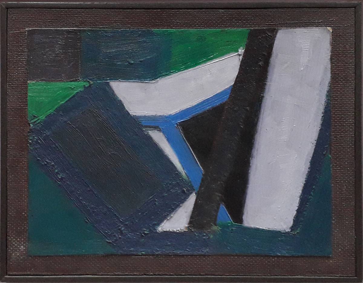 Abstracto verde, S/f. Américo Spósito (1924-2005). Óleo  sobre cartón pegado en fibra .  22,5 x 27,5 cm. Nº inv. 6391.