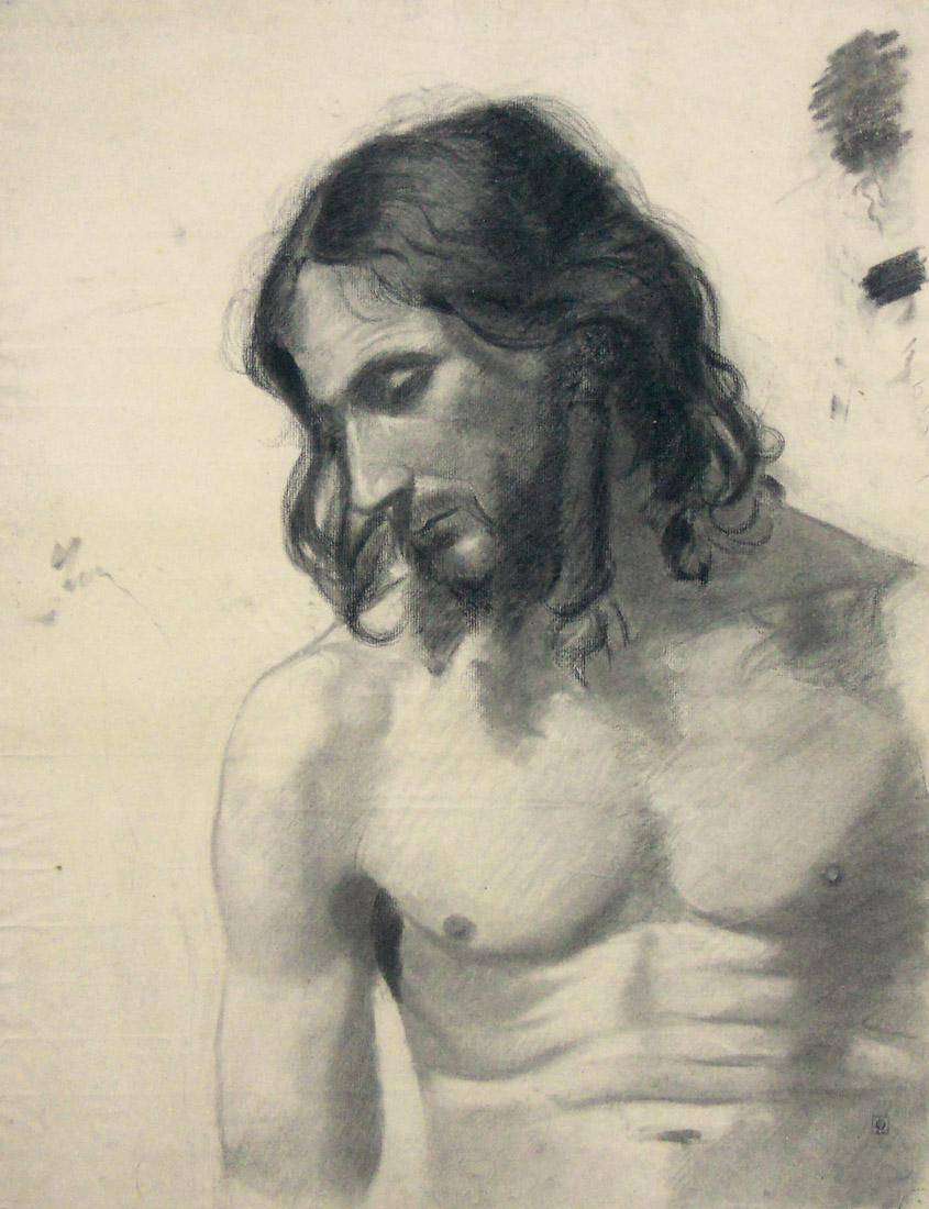 Estudio. Diógenes Hequet (1866-1902). Dibujo a lápiz.  61,5 x 47 cm. Nº inv. 667.