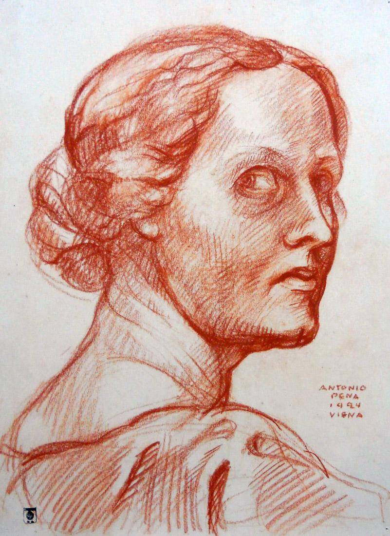 Estudio, 1924. Antonio Pena (1894-1947). Dibujo sobre papel.  35,5 x 26,5 cm. Nº inv. 708.
