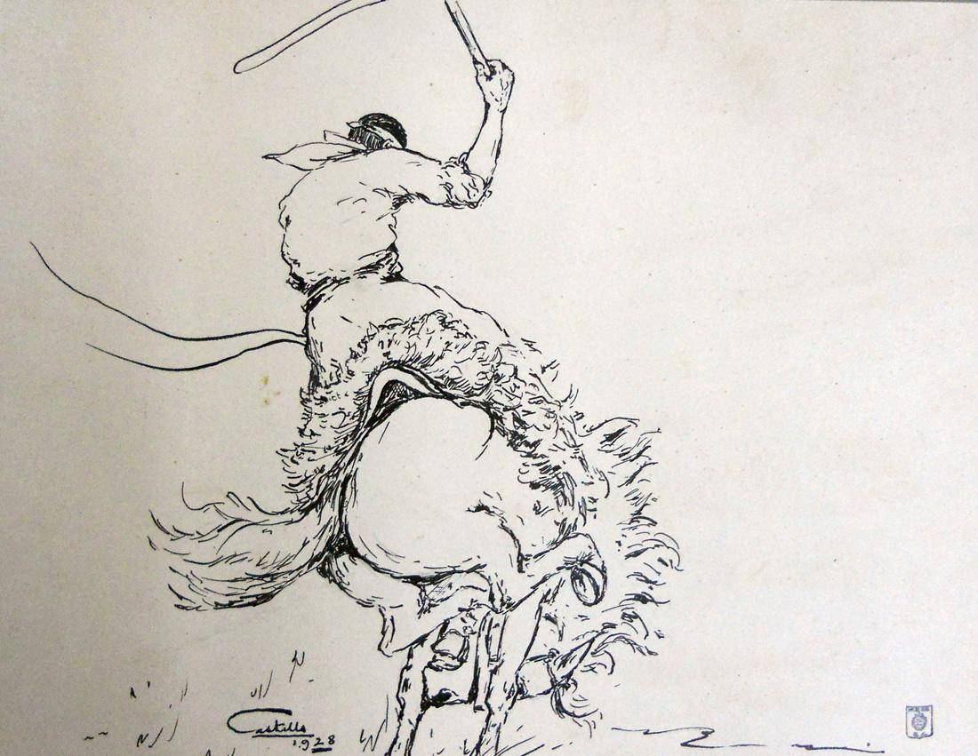 Bellaqueando a vuelta, 1928. Carlos Castells (1881-1933). Tinta sobre papel.  23 x 31 cm. Nº inv. 718.
