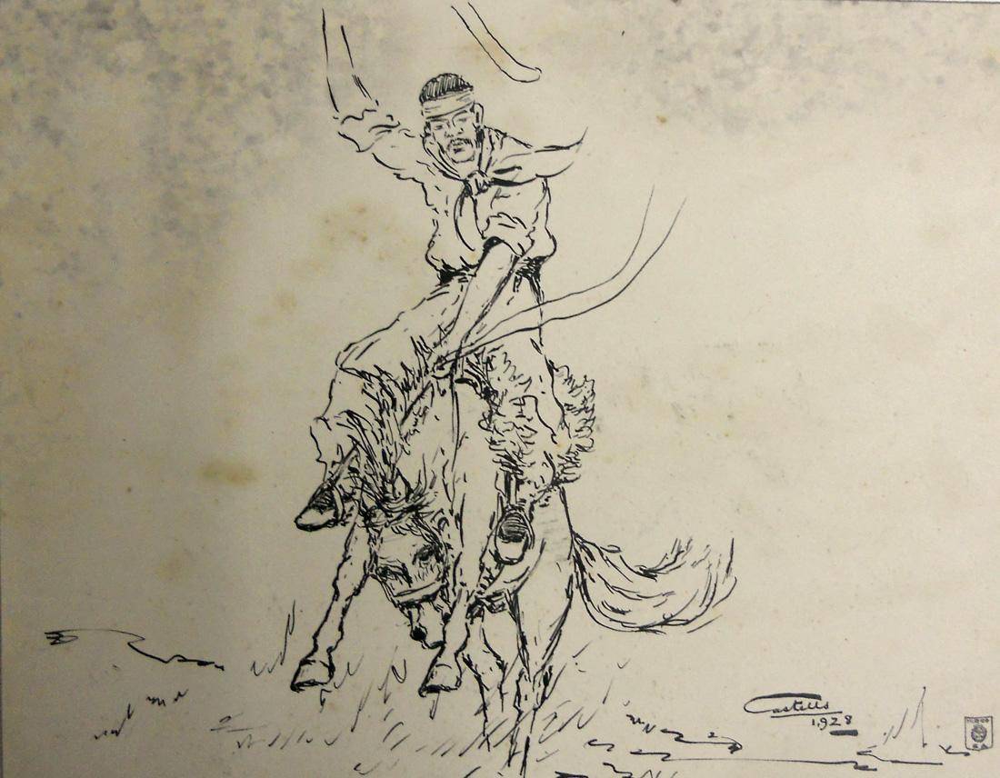 Serenito el indio, 1928. Carlos Castells (1881-1933). Tinta sobre papel.  23 x 30 cm. Nº inv. 719.