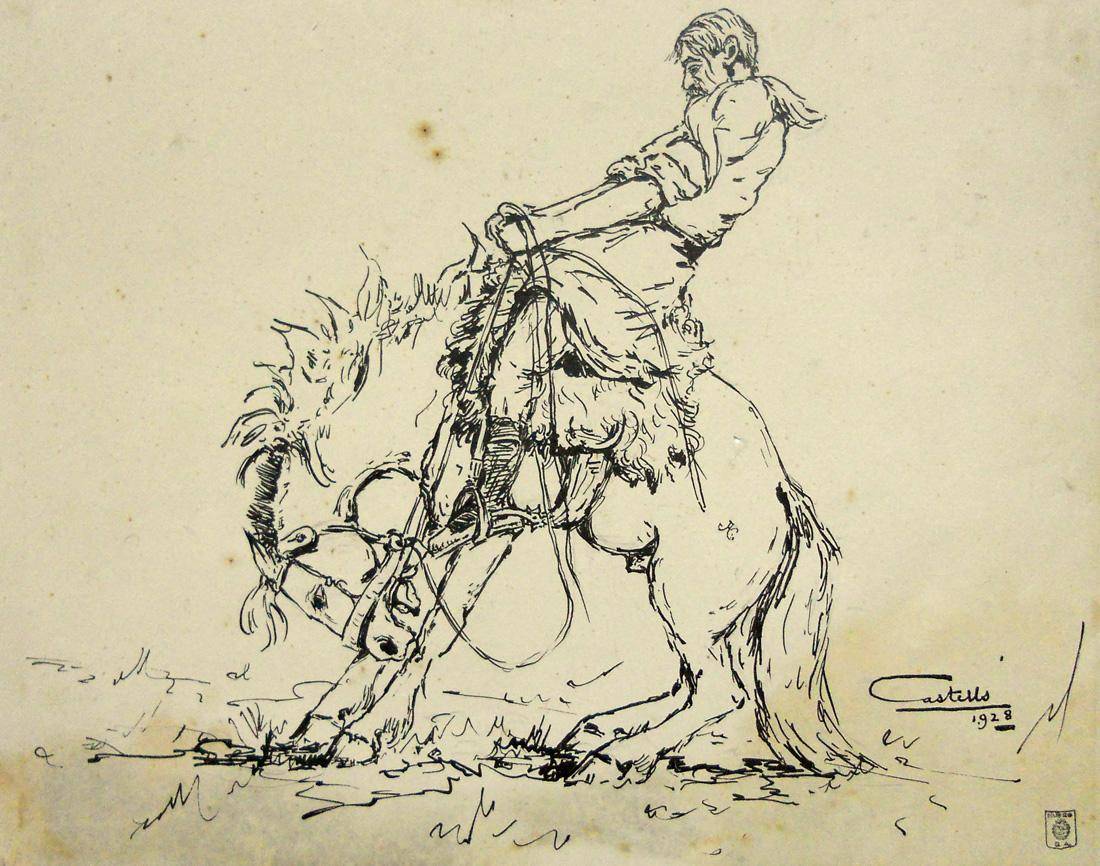 Afloja, pues, 1928. Carlos Castells (1881-1933). Tinta sobre papel.  23 x 30,5 cm. Nº inv. 720.