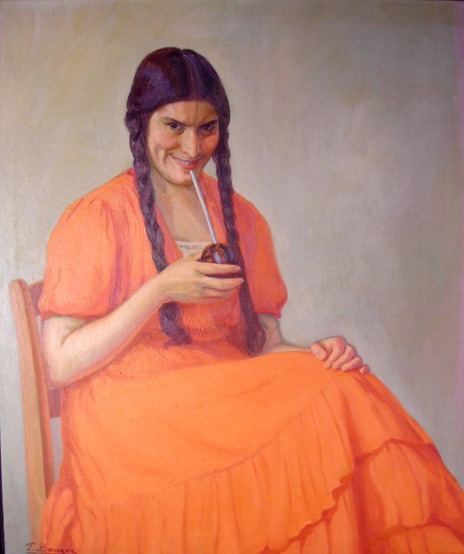 Mate dulce. Francisco E. Bauzer (1887-1945). Óleo sobre tela.  105 x 90 cm. Nº inv. 761.