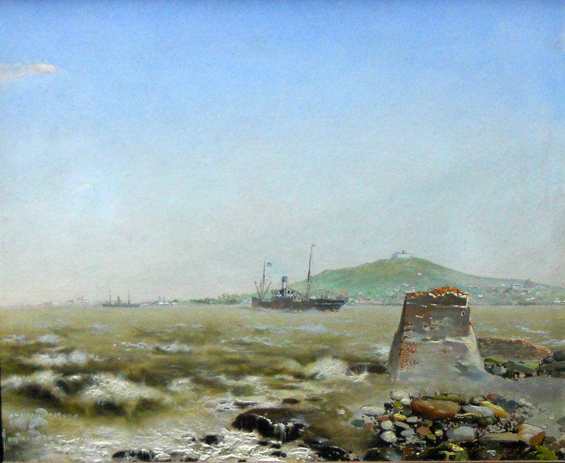 El Cerro de Montevideo, 1900. Manuel Larravide (1871-1910). Óleo sobre cartón.  30 x 36 cm. Nº inv. 773.