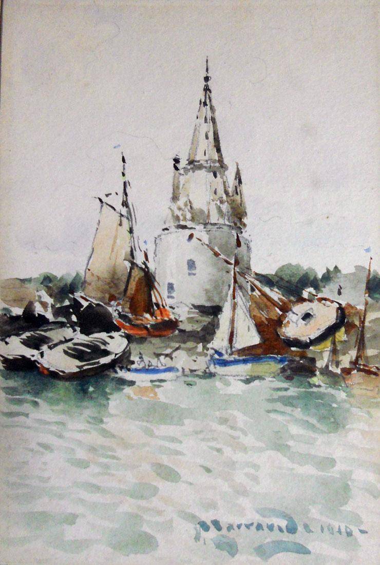 La Rochelle, 1910. Manuel Larravide (1871-1910). Acuarela sobre papel.  18 x 11,5 cm. Nº inv. 789.