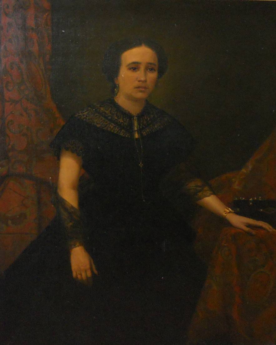 Una dama de a mediados del siglo XIX. León Legat (1829). Óleo sobre tela.  130 x 98 cm. Nº inv. 833.