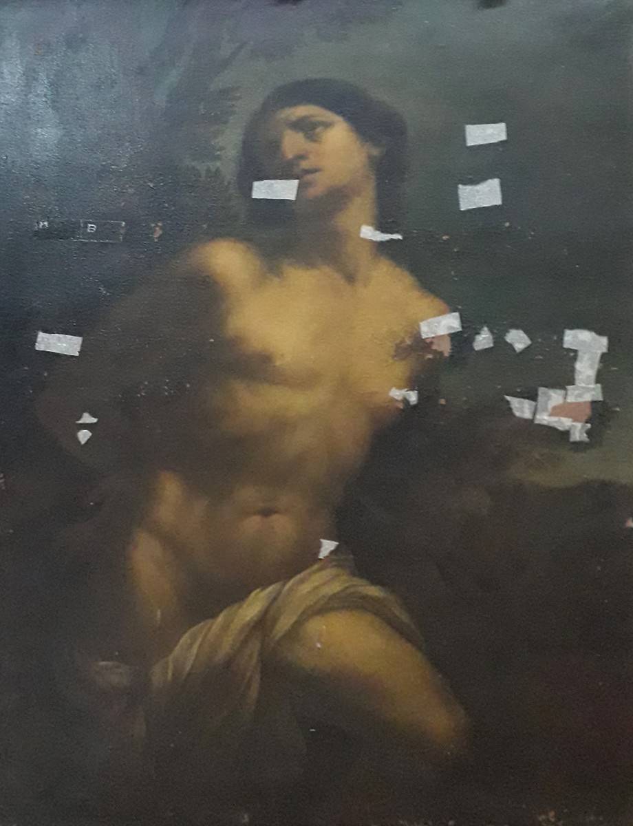 San Sebastián. Guido Daniel Reni  [Atribuido a] (1574-1642). Óleo sobre tela.  151 x 109 cm. Nº inv. 84.
