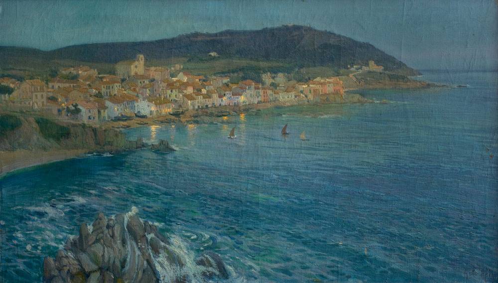 La hora azul. Baldomero Gilli Roig (1873-1926). Óleo sobre tela.  80 x 139 cm. Nº inv. 981.