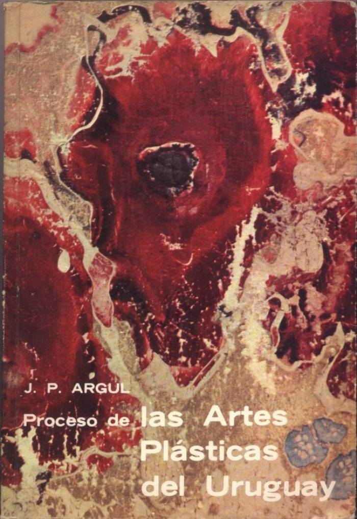 Tapa del libro "Proceso de las Artes Plásticas del Uruguay". José Pedro Argul. Montevideo 1975 - Hoja de Biombo de Carlos Federico Sáez - Museo Nacional de Artes Visuales