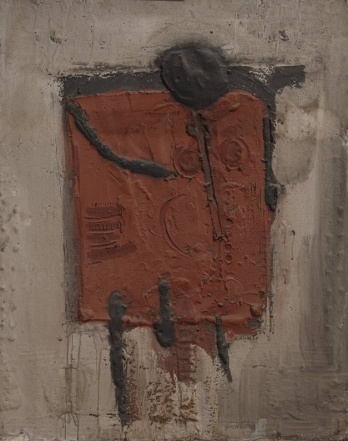 Diálogo, 1964. Agustín Alamán (1921-1995). Medios combinados sobre madera. 132 x 103 cm. Nº inv. 3601. - Detonación matérica - Coleccion MNAV - Museo Nacional de Artes Visuales