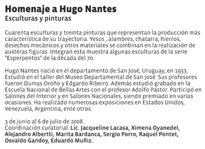  - Homenaje a Hugo Nantes - Esculturas y pinturas - Museo Nacional de Artes Visuales